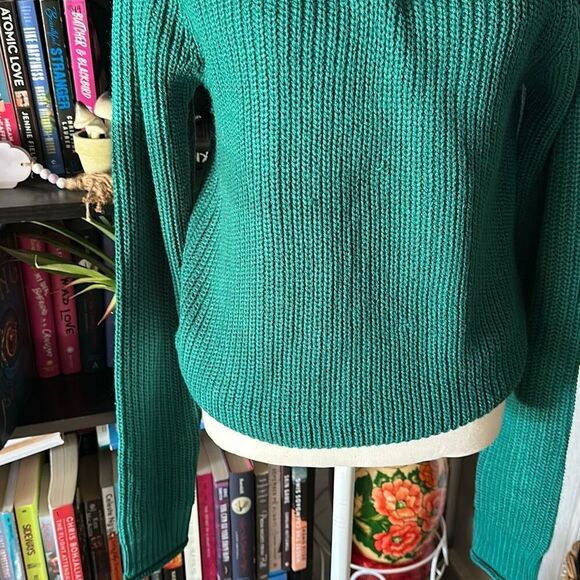 Love for humanity Size medium teal half zip sweater - Picture 3 of 5